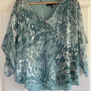 White House Black Market Teal Abstract Blouse